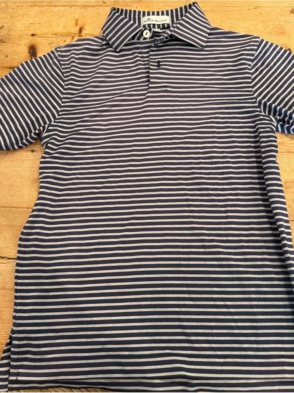 Peter Millar Navy & Grey Striped Polo Shirt